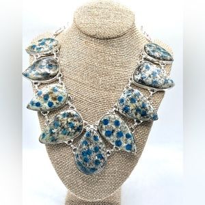 Teardrop K2 Azurite in Granite Necklace 18”-19” Adjustable